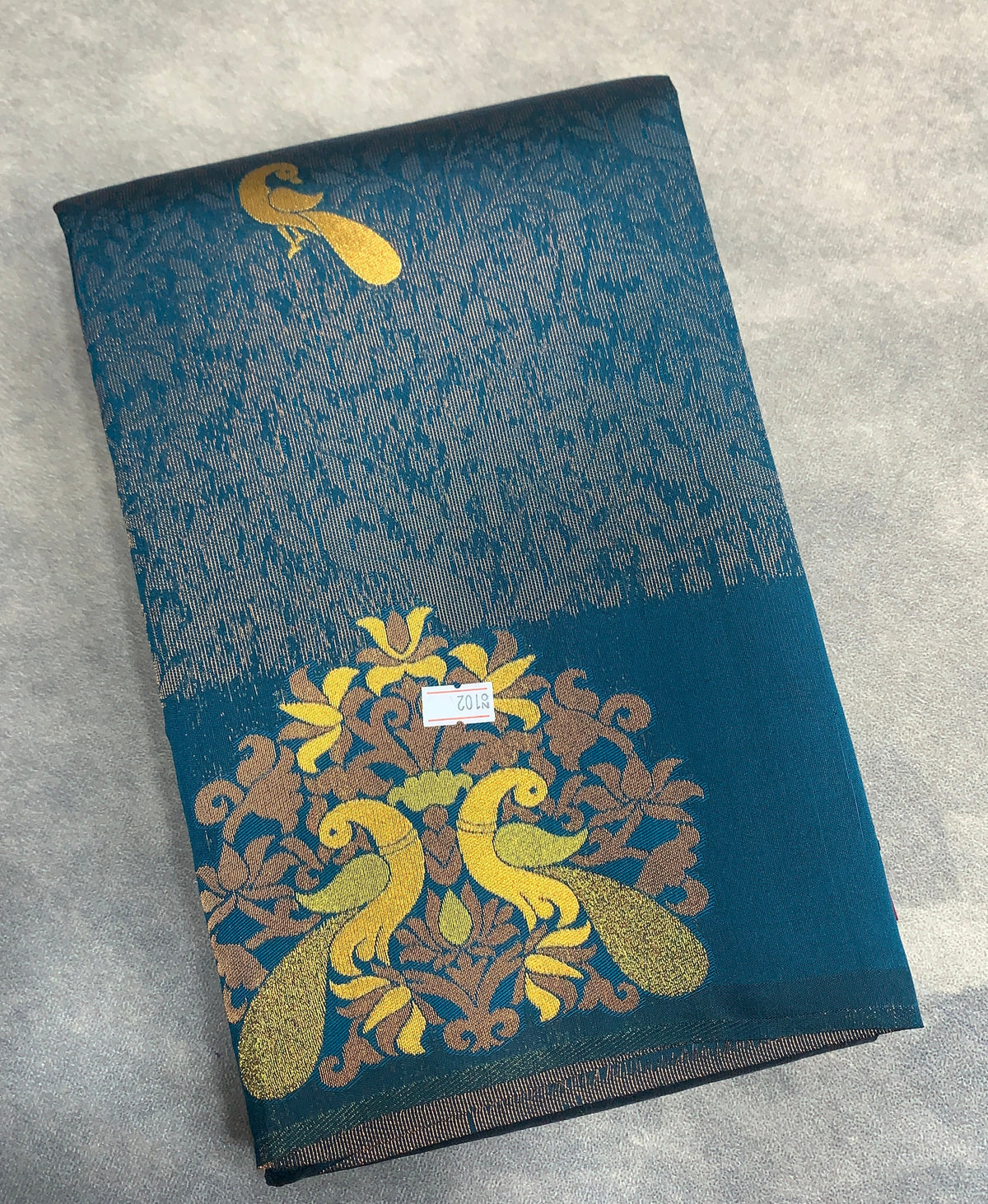 Rama Blue Colour Semi Silk Saree with Peacock Motif
