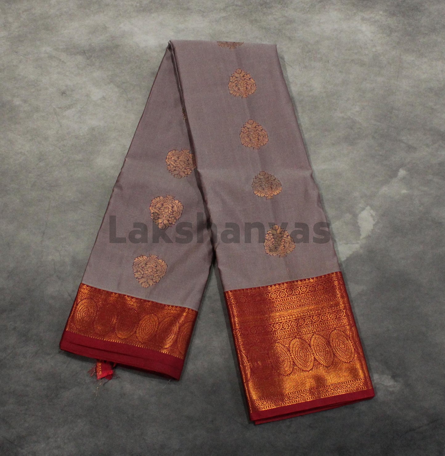Gray Semi Silk Saree with Pink Border
