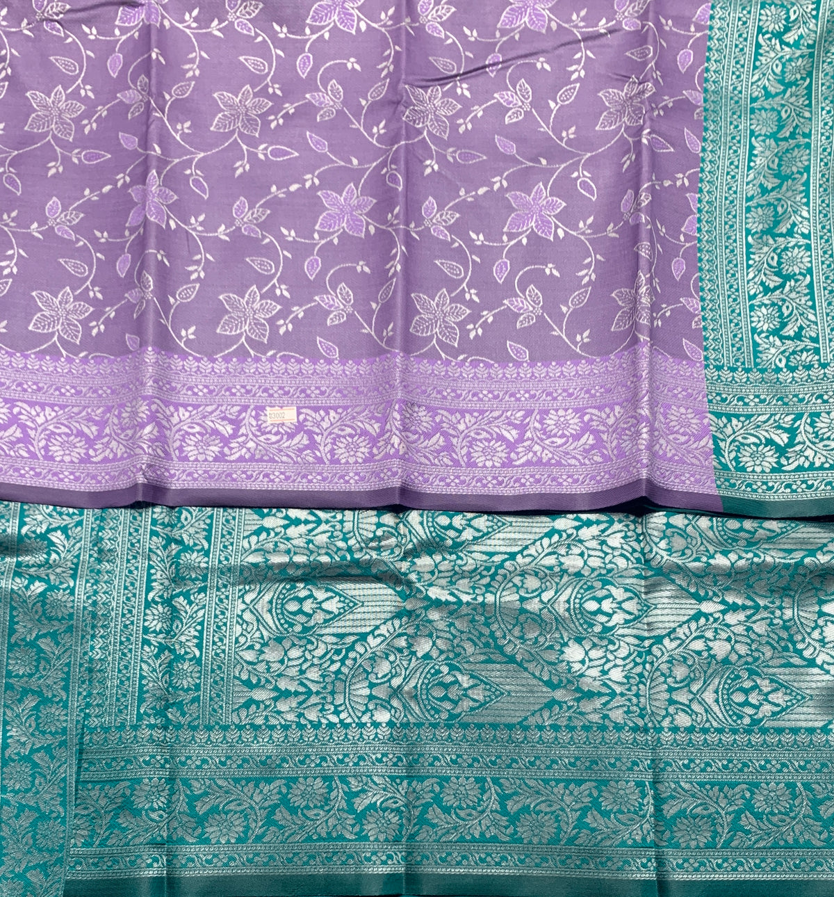 Lavender Purple Colour Jute Silk Saree with Floral Creeper