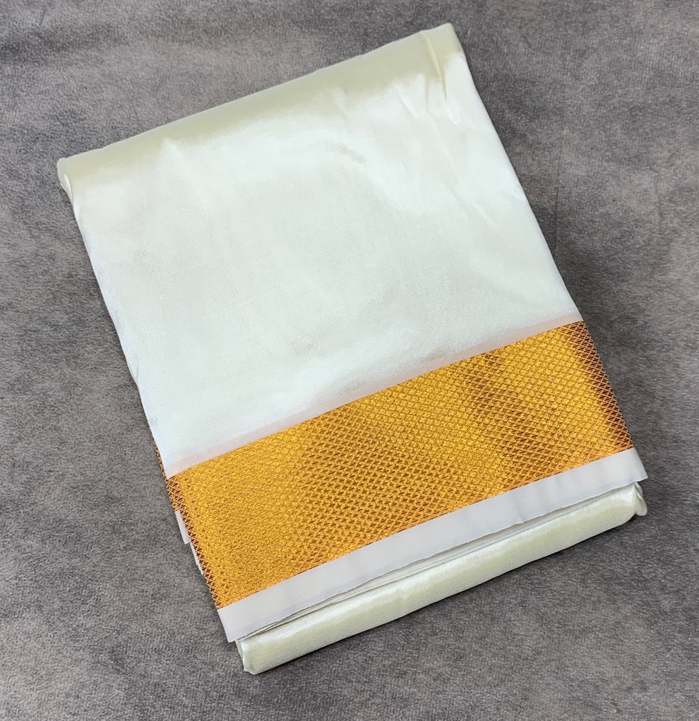 Art Silk Dhoti 8 Mulam Cream Colour Big Border