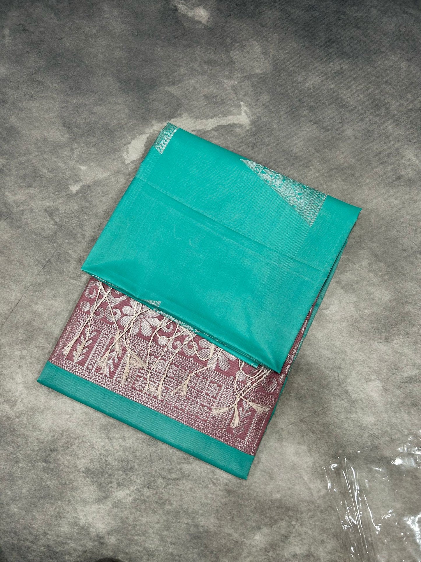 Teal Blue soft silk saree