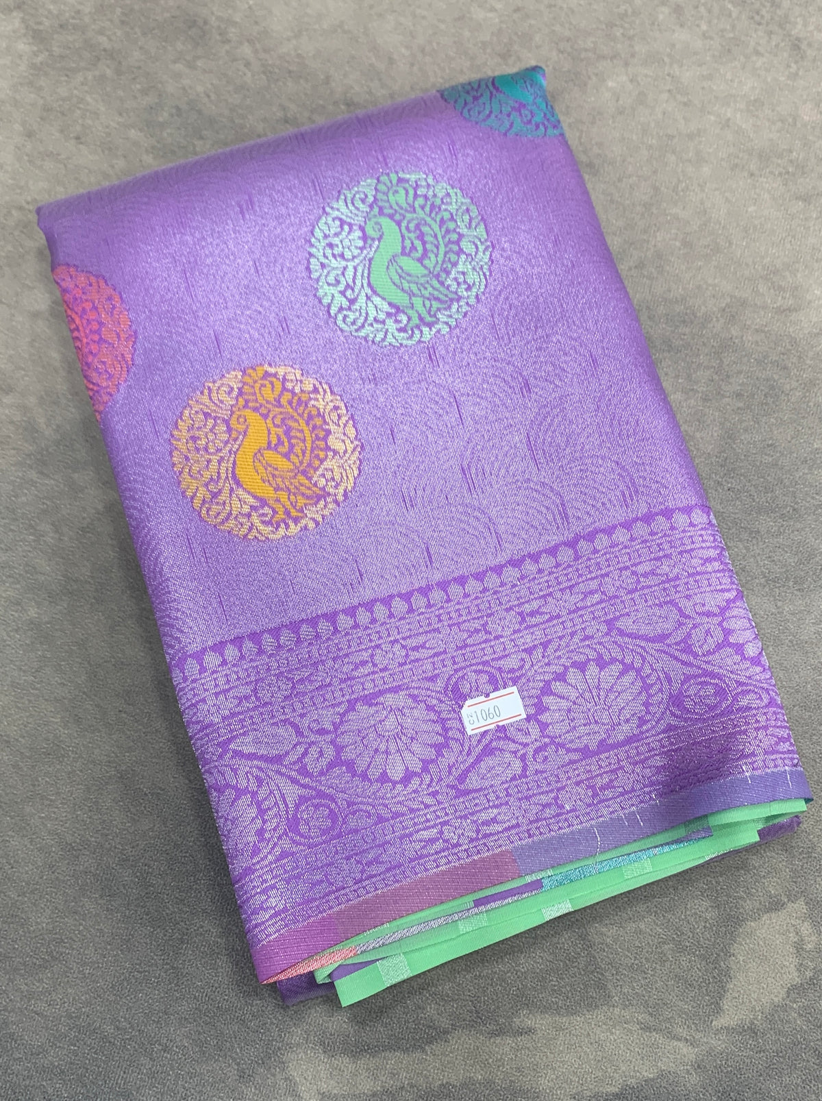 Lavender Colour Tissue Saree with Meenakari Work