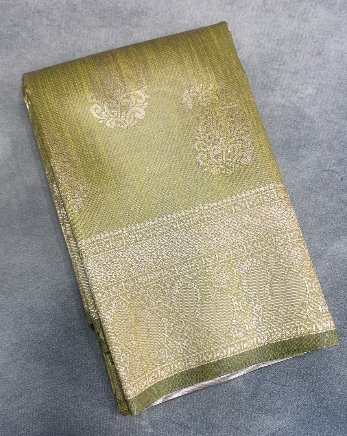 Mustard Colour Semi Jute Silk Saree with Silver Zari Border