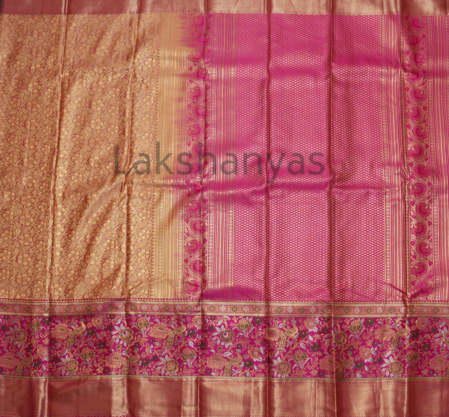 Brown Semi Silk with Rettai Pettu meenakari work