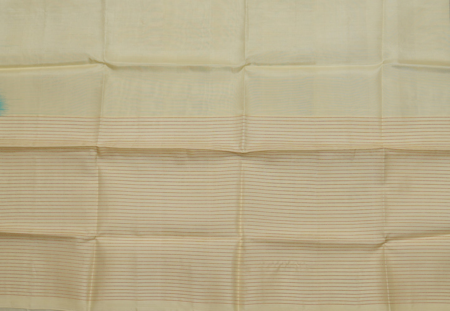 Kanjivaram Teal Blue Silk Saree with Cream Checked Border