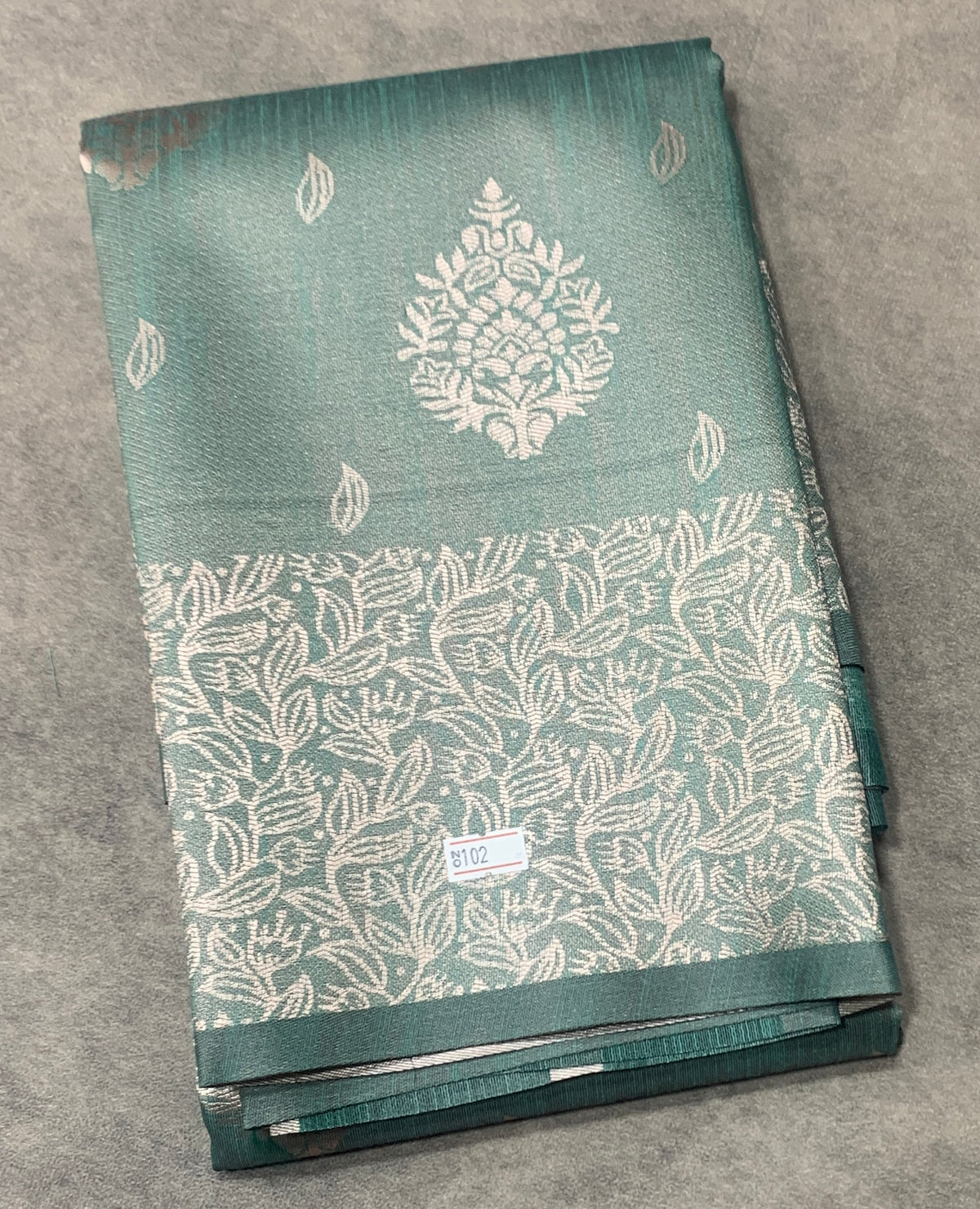 Sea Green Colour Semi Jute Silk Saree with Silver Zari Border
