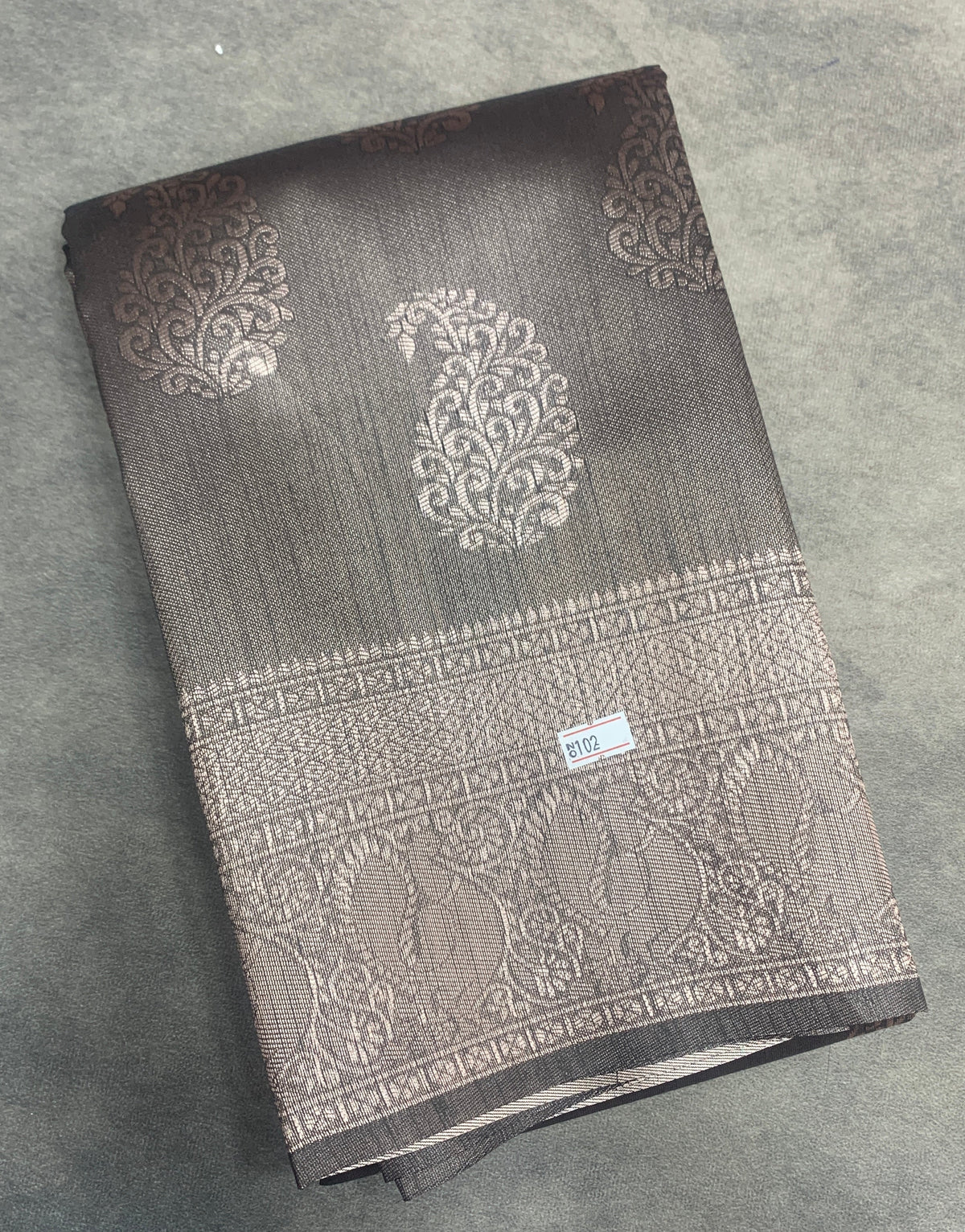 Brown Colour Semi Jute Silk Saree with Silver Zari Border