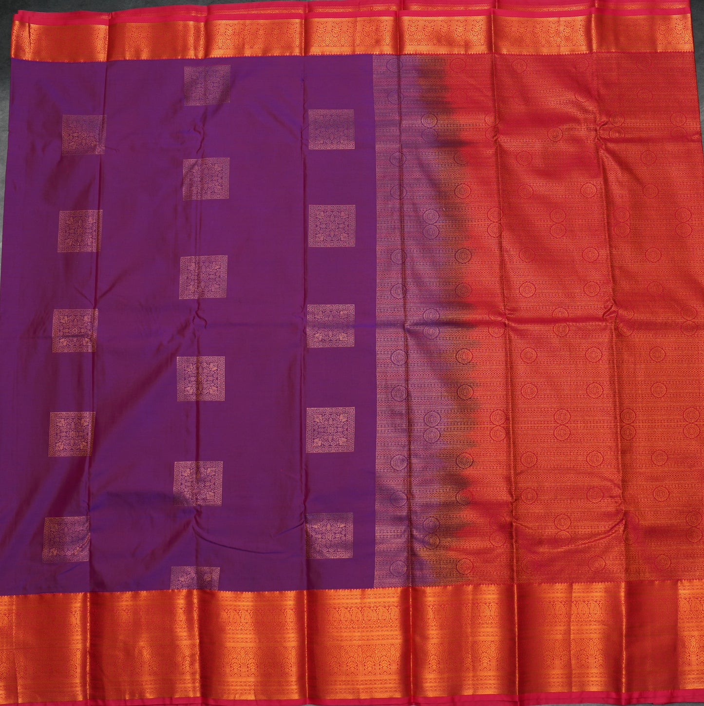 Purple Semi Silk Saree with Maroon Border