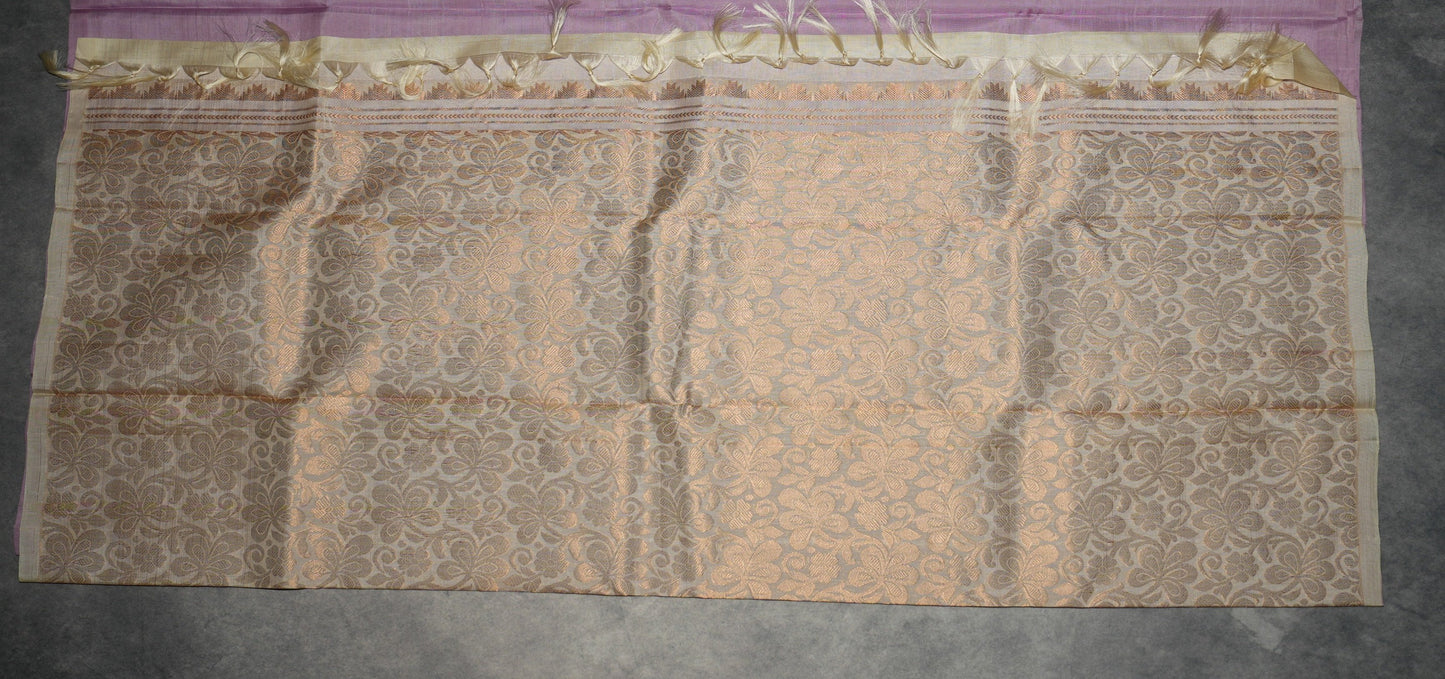 Lilac Borderless Kanjivaram Silk Saree