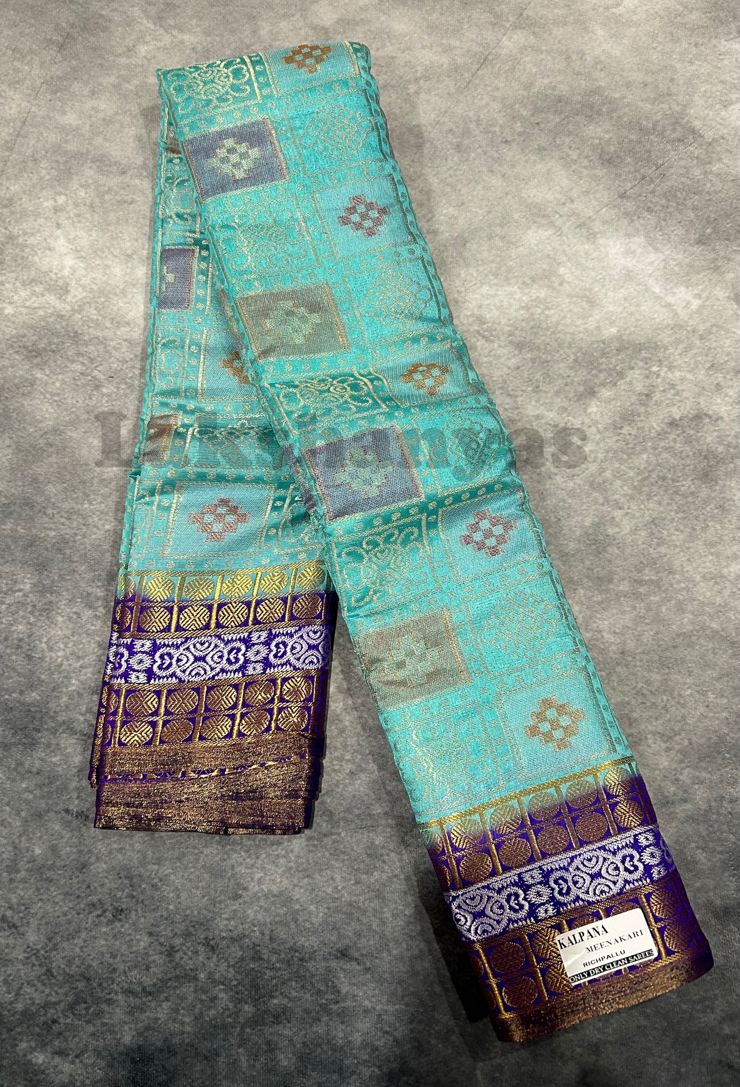 Seafoam green Meenakari Butter Silk Saree