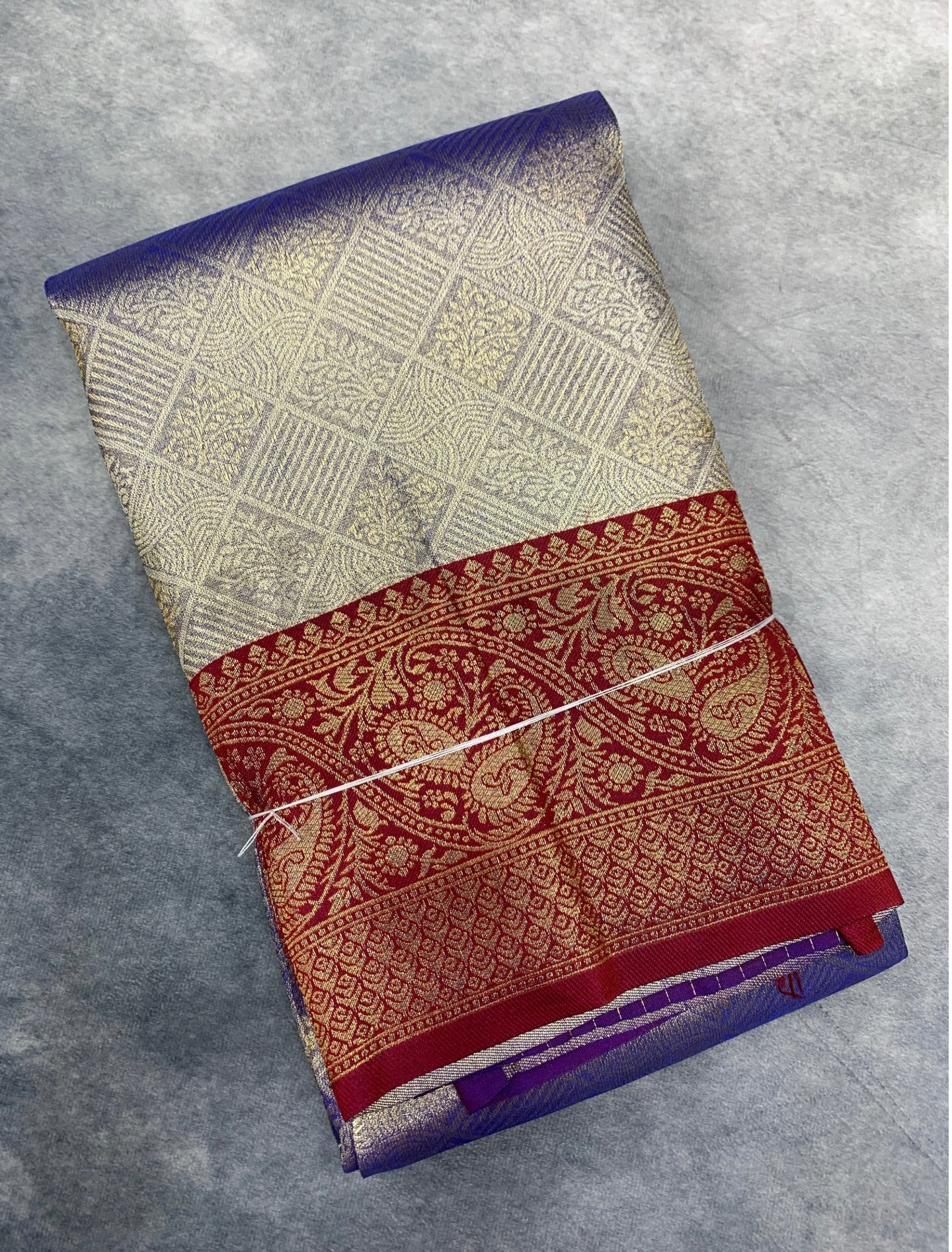 Blue Colour Soft Tissue Silk Saree with Maroon Colour Border
