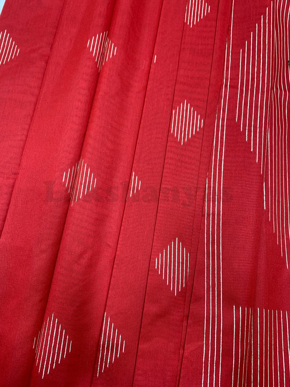 Red Colour Jute Cotton Saree