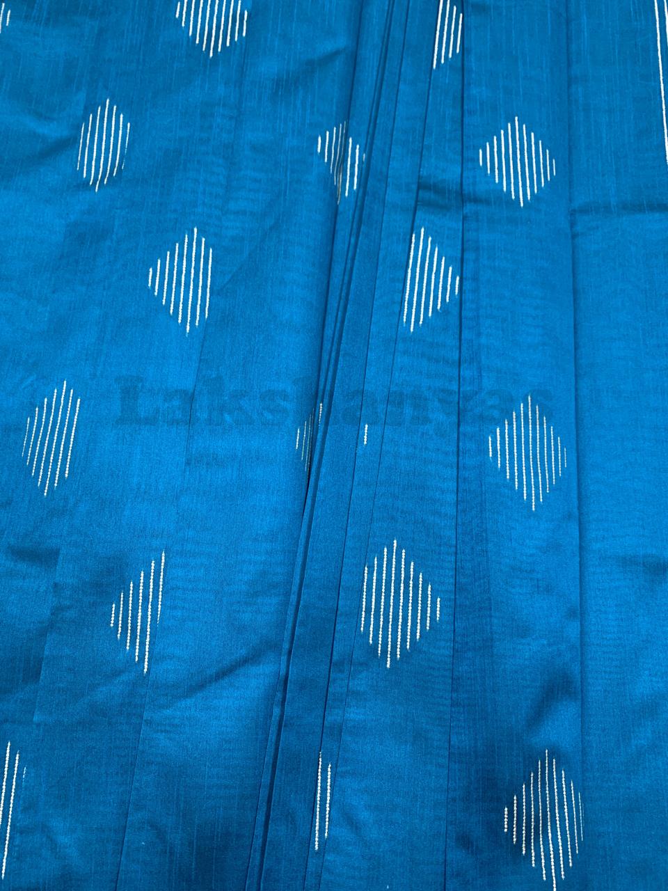 Blue Colour Jute Cotton Saree