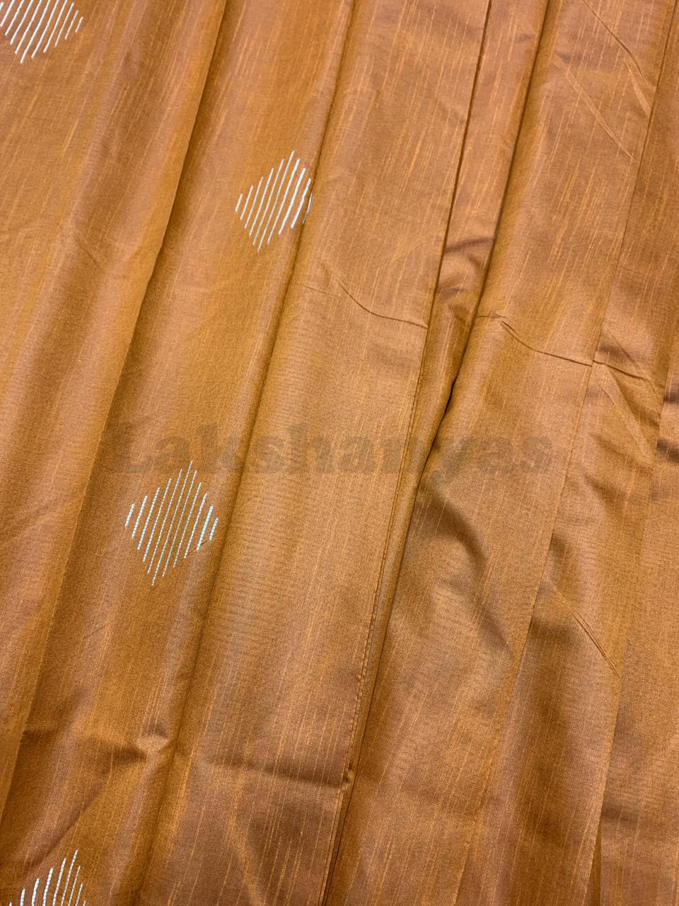 Rust Colour Jute Cotton Saree
