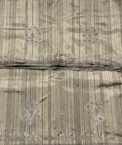 Brown Tussar Saree with Cut Work Border