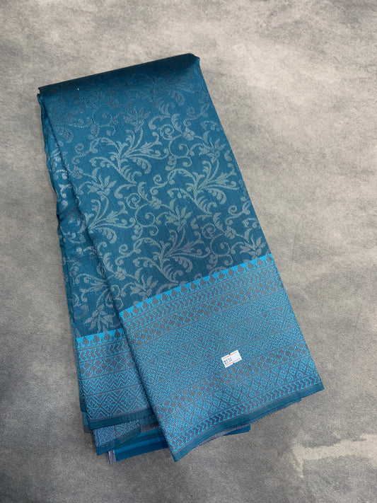 Sky Blue Colour Semi Silk Saree with Black Meenakari Work
