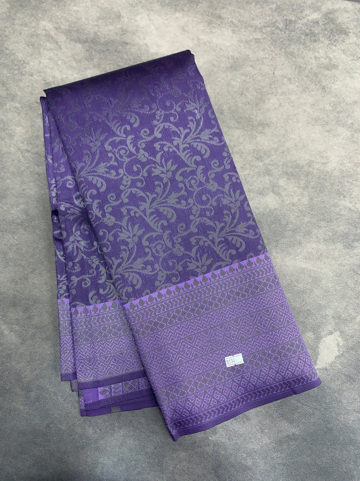 Lavender Colour Semi Silk Saree with Black Meenakari Work