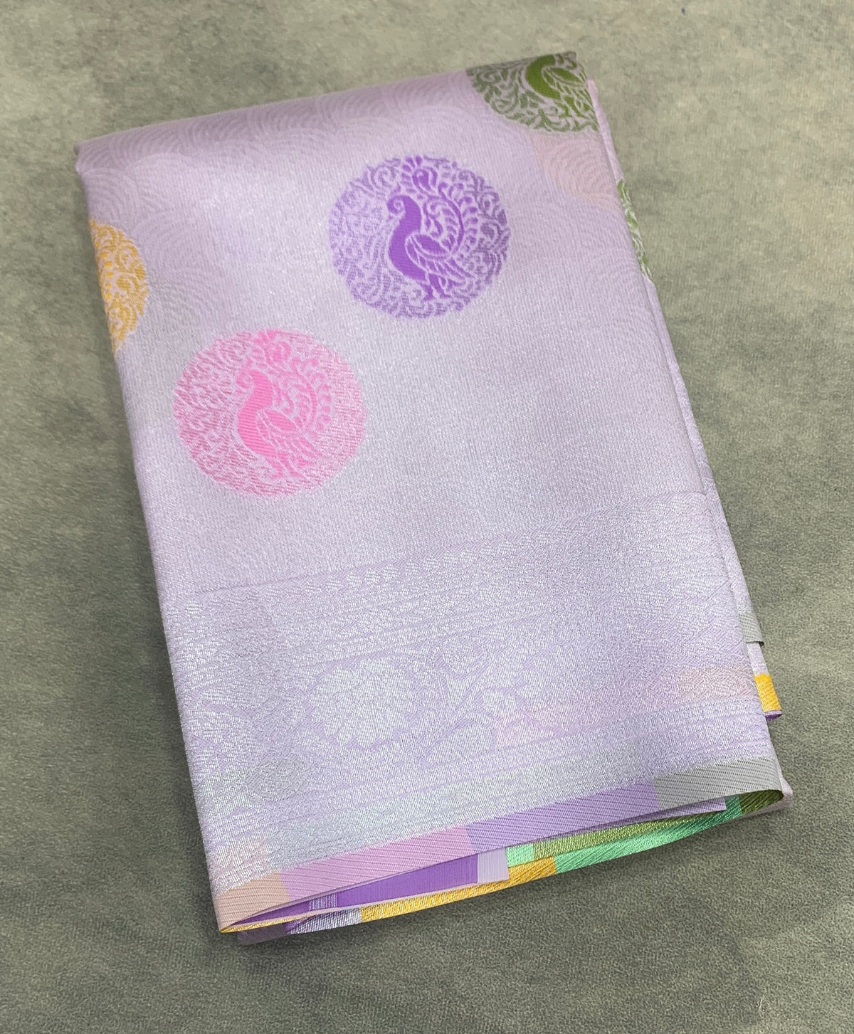 Light Lavender Colour Tissue Saree with Meenakari Work