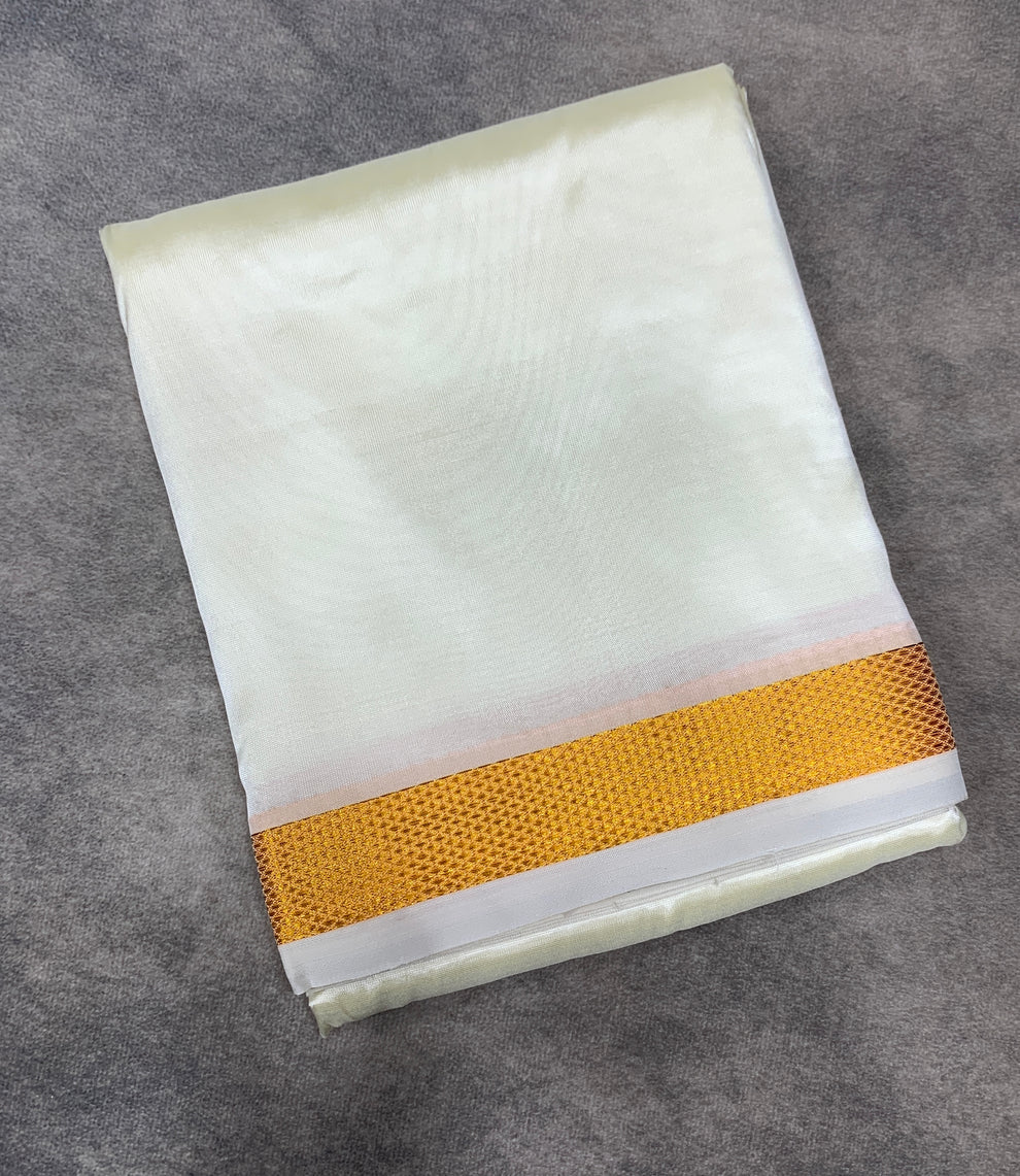 Art Silk Dhoti 8 Mulam Cream Colour  Small Zari Border