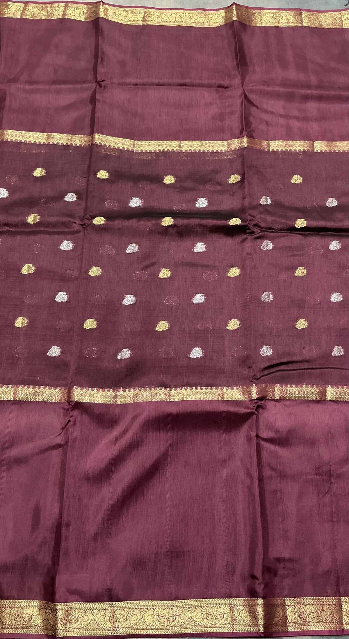 Semi Banarasi Saree Brown Color with Zari Border