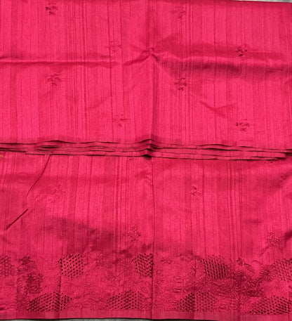 Pink Tussar Saree with Cut Work Border