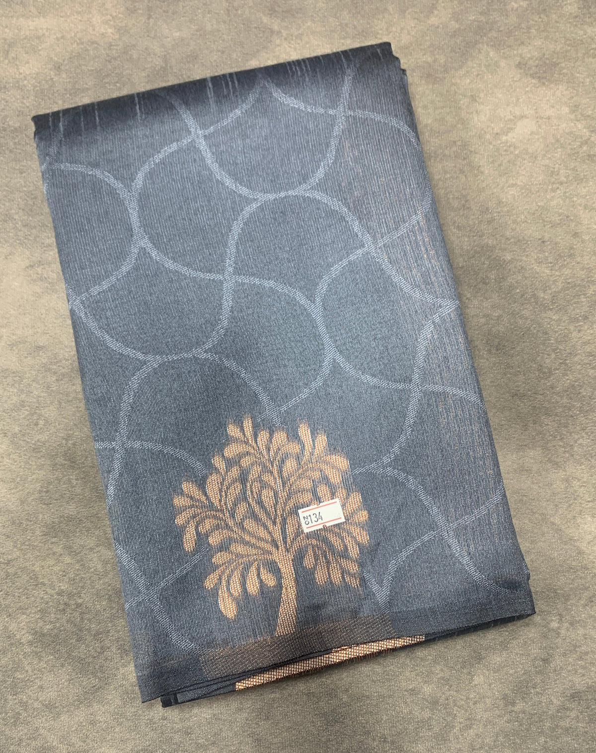 Grey Colour Jute Silk Saree with Balloon Butta, Borderless