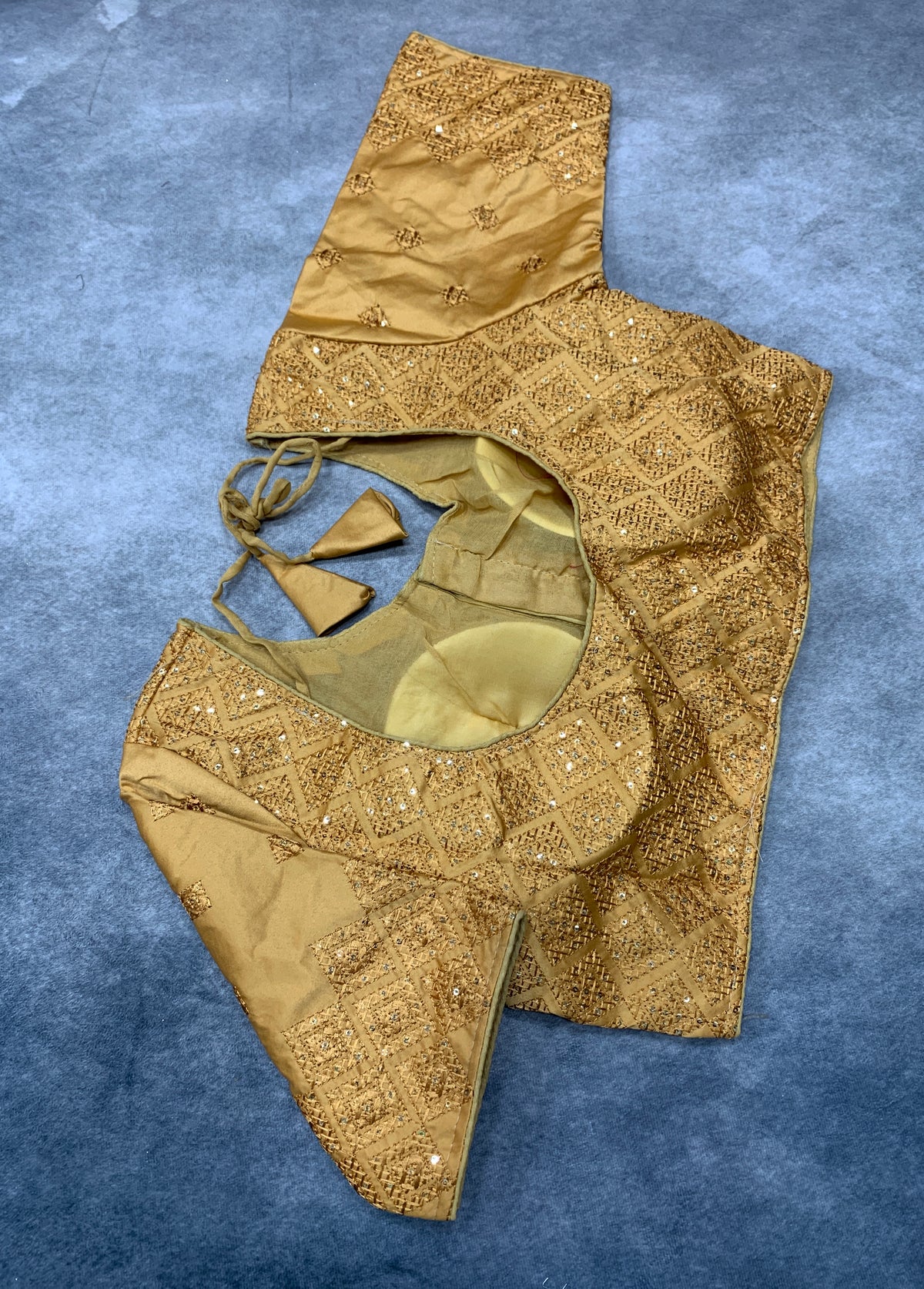 Ready-to-Wear Embroidered Silk Blouse - Sandal, Silver Embroidery (Style 2)
