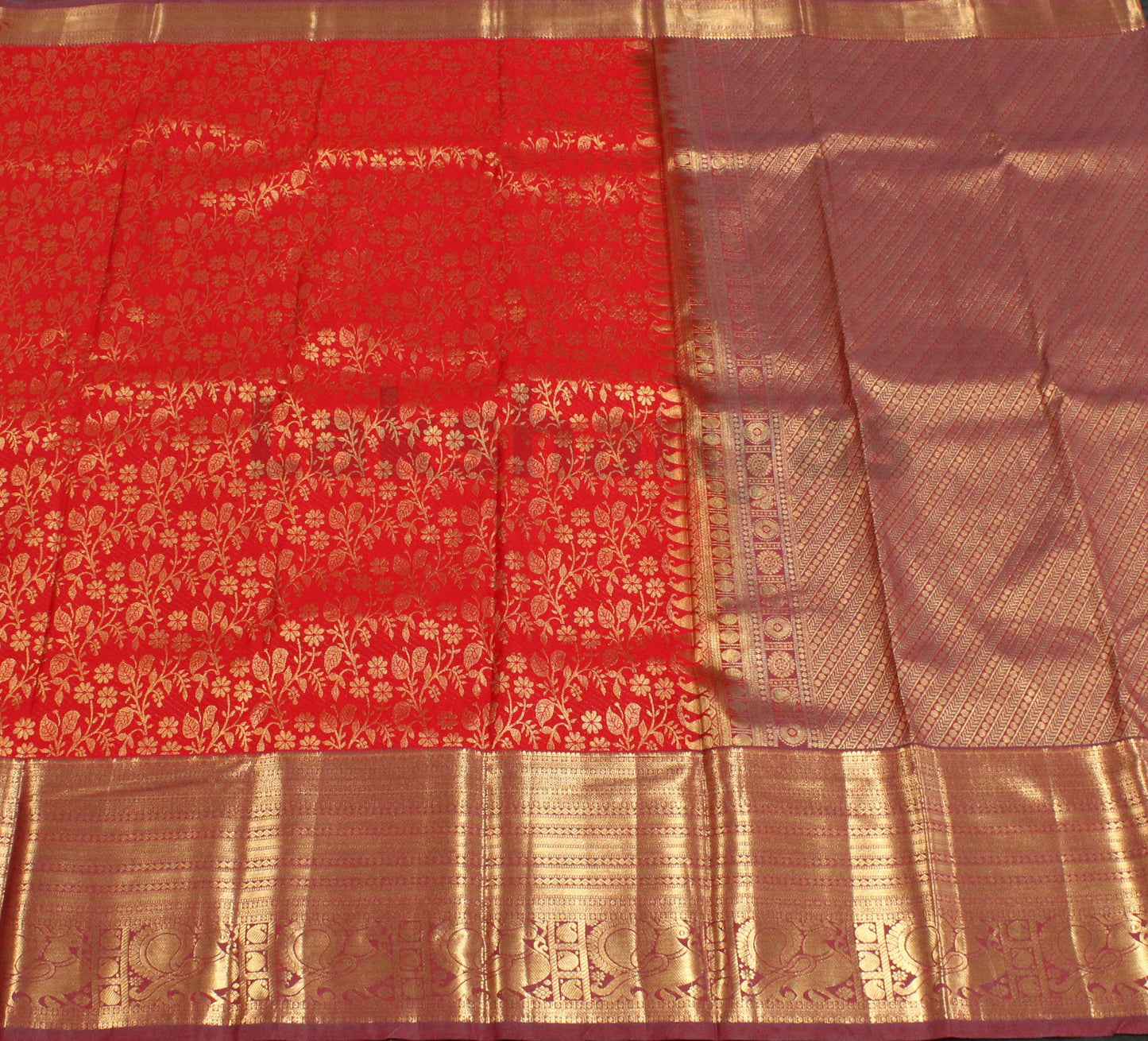 Red Semi Silk with Maroon Border