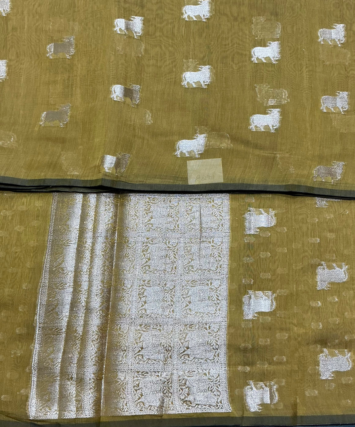 Silk Cotton Saree Mustard Colour with Kamadhenu Butta