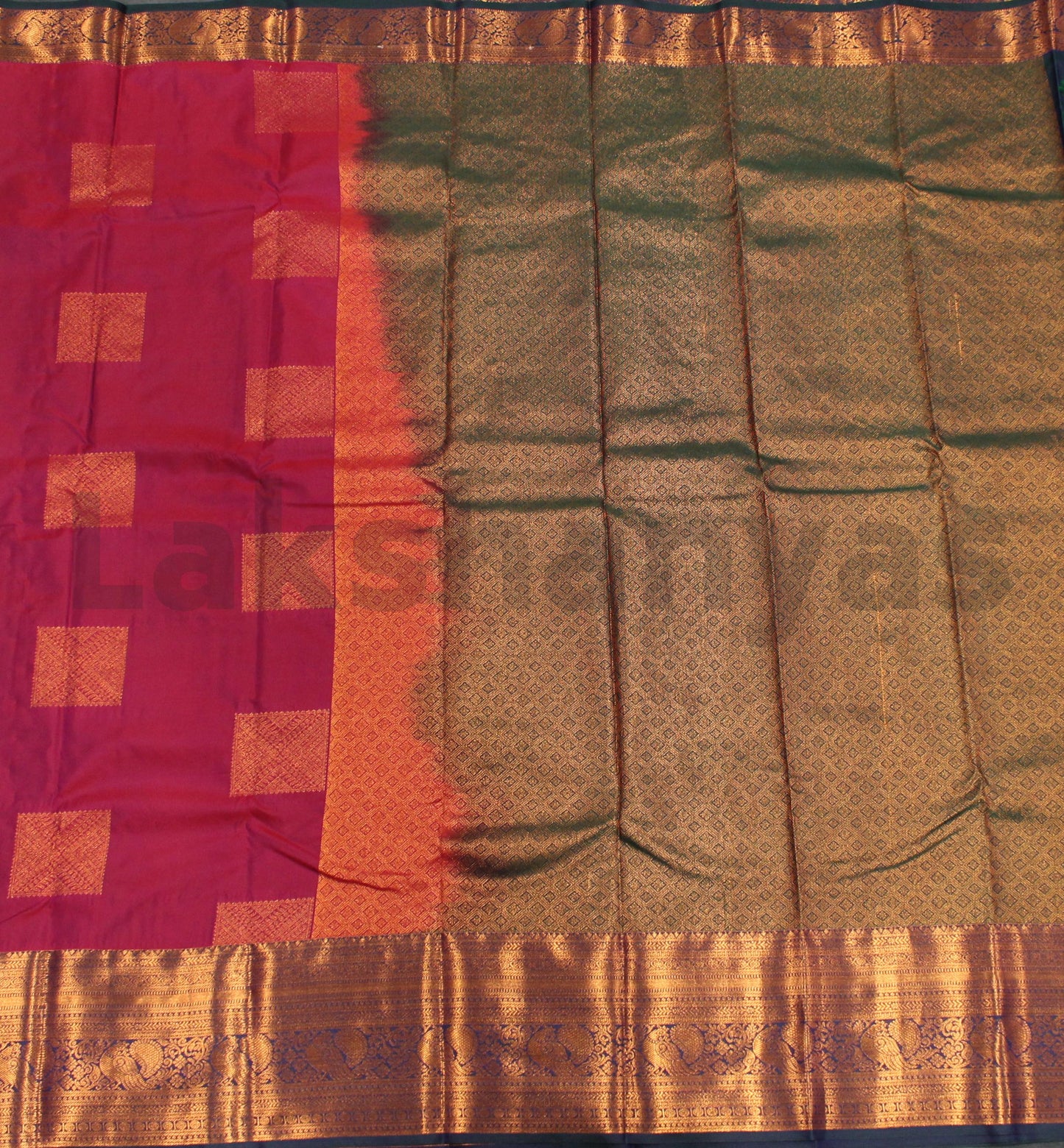 Pink Semi Silk Saree with Green Border