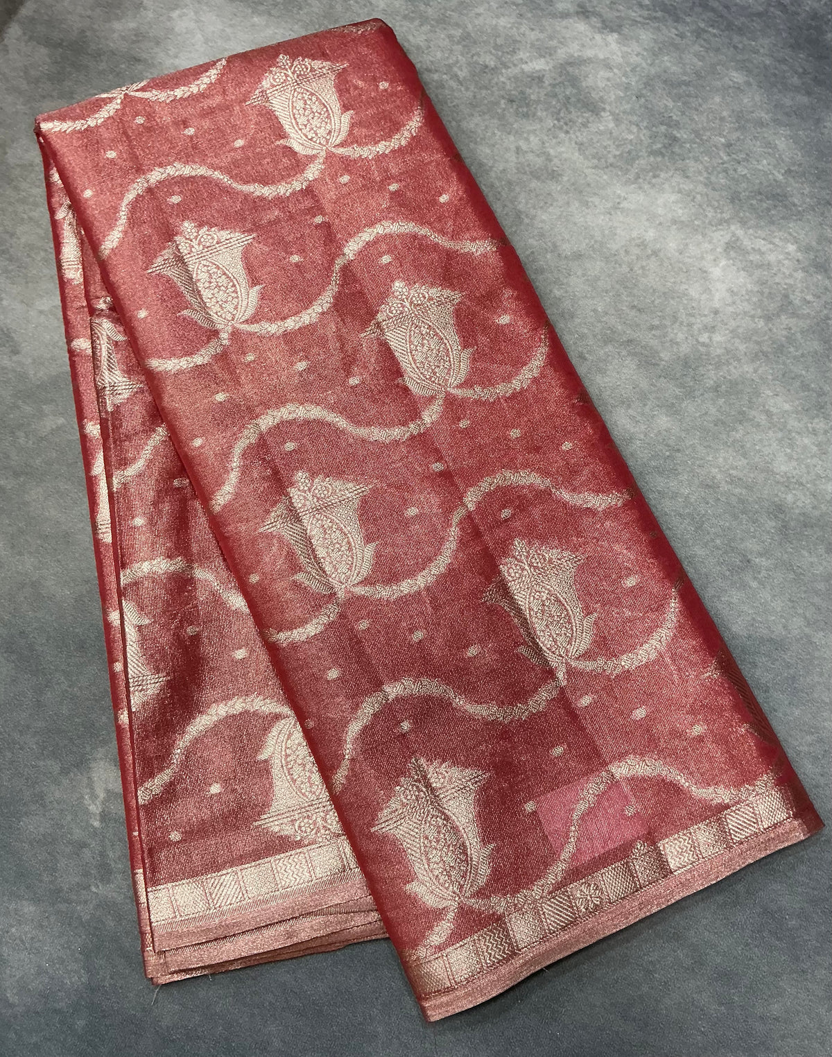 Katan Silk Saree Orange Colour with Silver Zari Border