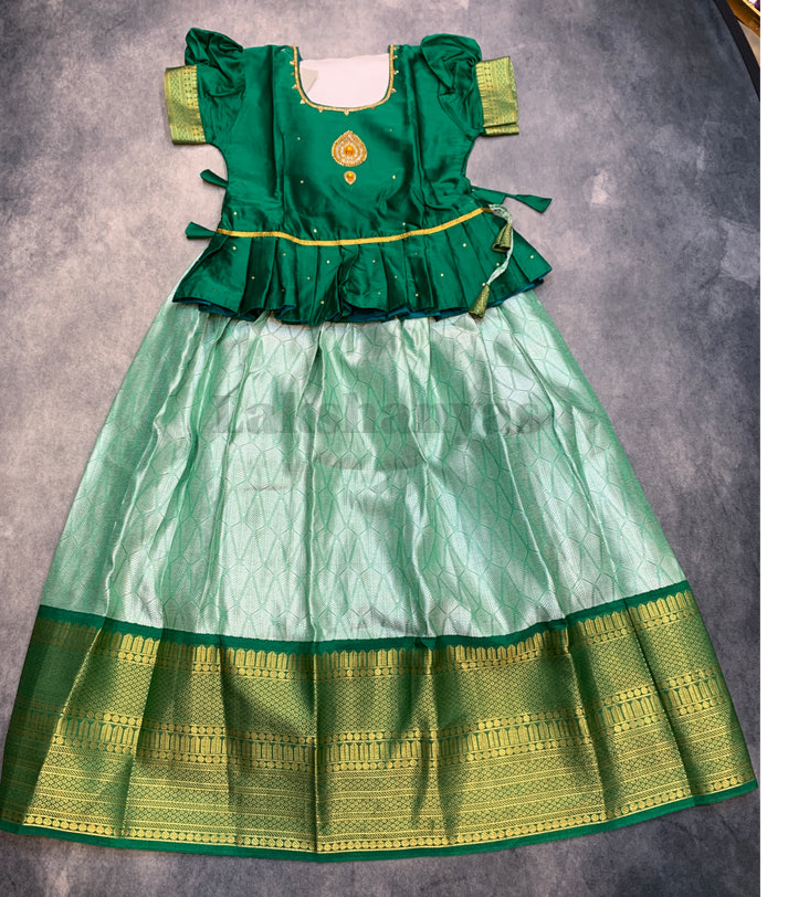 Ready To Wear Pavadai Light Green Color with Green Color Blouse