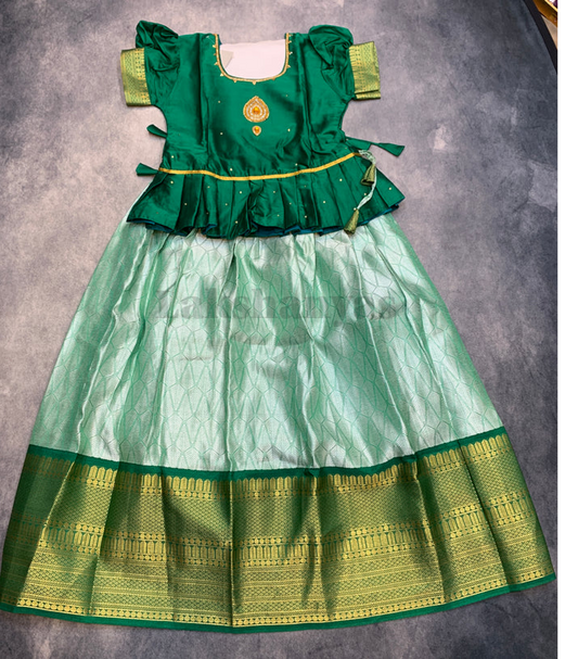 Ready To Wear Pavadai Light Green Color with Green Color Blouse