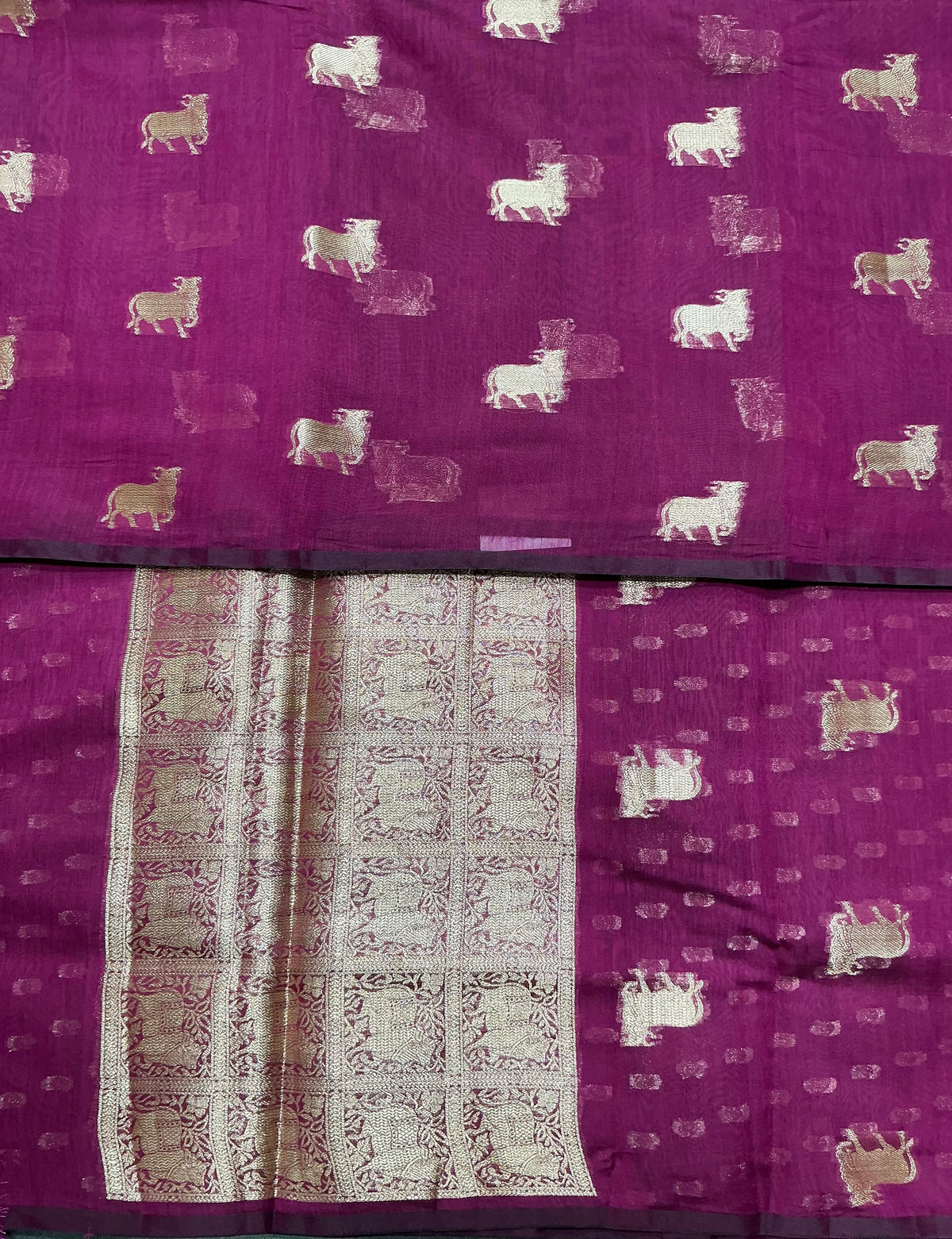Silk Cotton Saree Magenta Colour with Kamadhenu Butta