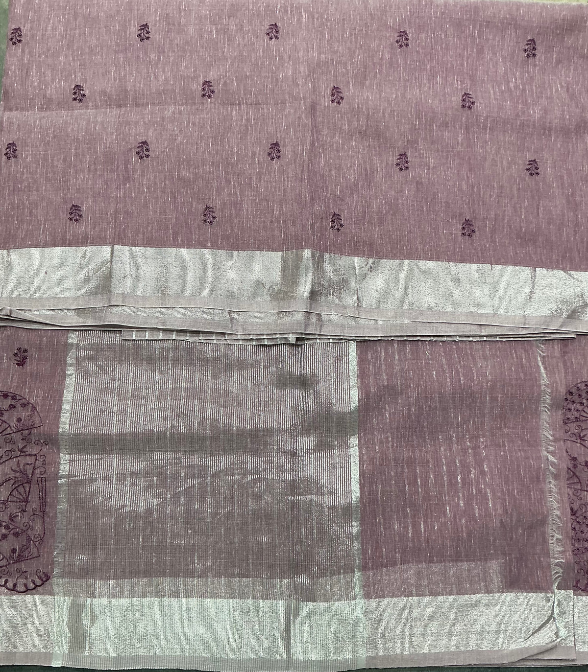 Silk Cotton Saree Onion Pink Colour with Silver Zari Border