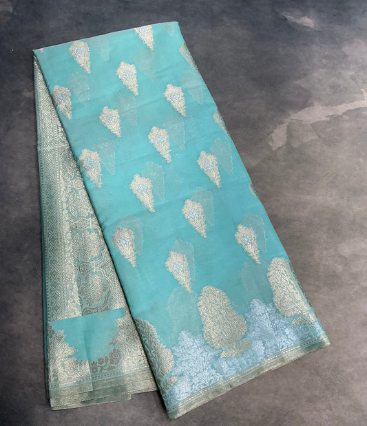 Sky Blue Colour Sona Roopa Silk Saree