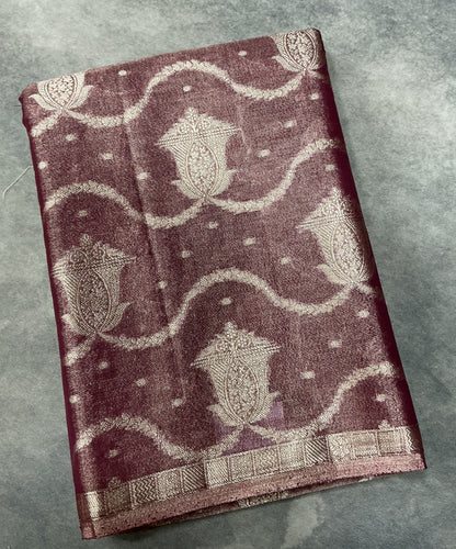 Katan Silk Saree Maroon Colour with Silver Zari Border