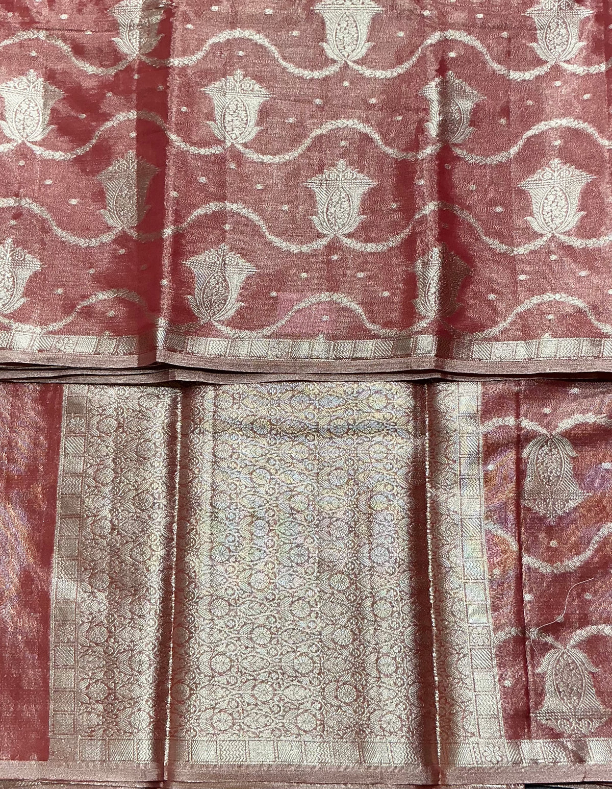 Katan Silk Saree Orange Colour with Silver Zari Border