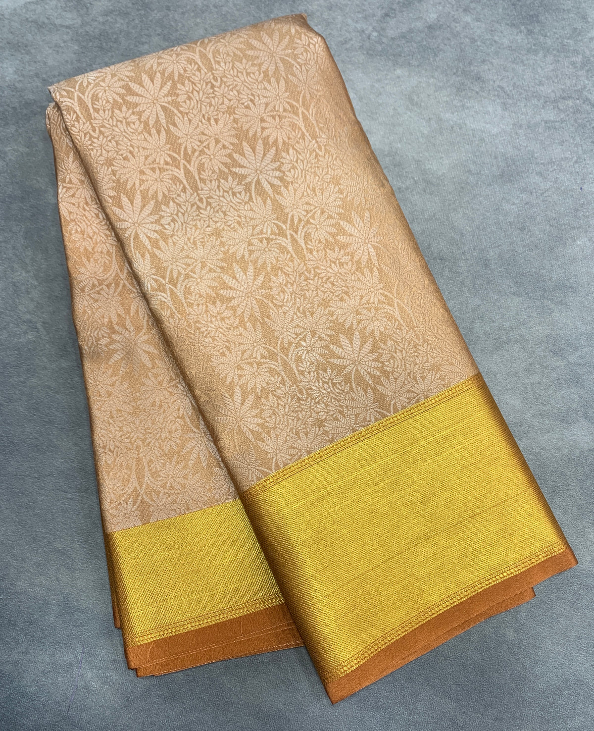 Orange Colour Semi Silk Saree with Golden Zari Border