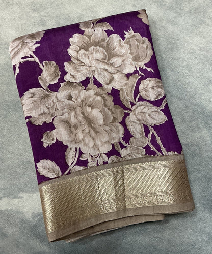 Semi Crepe Silk Saree - Magenta Color