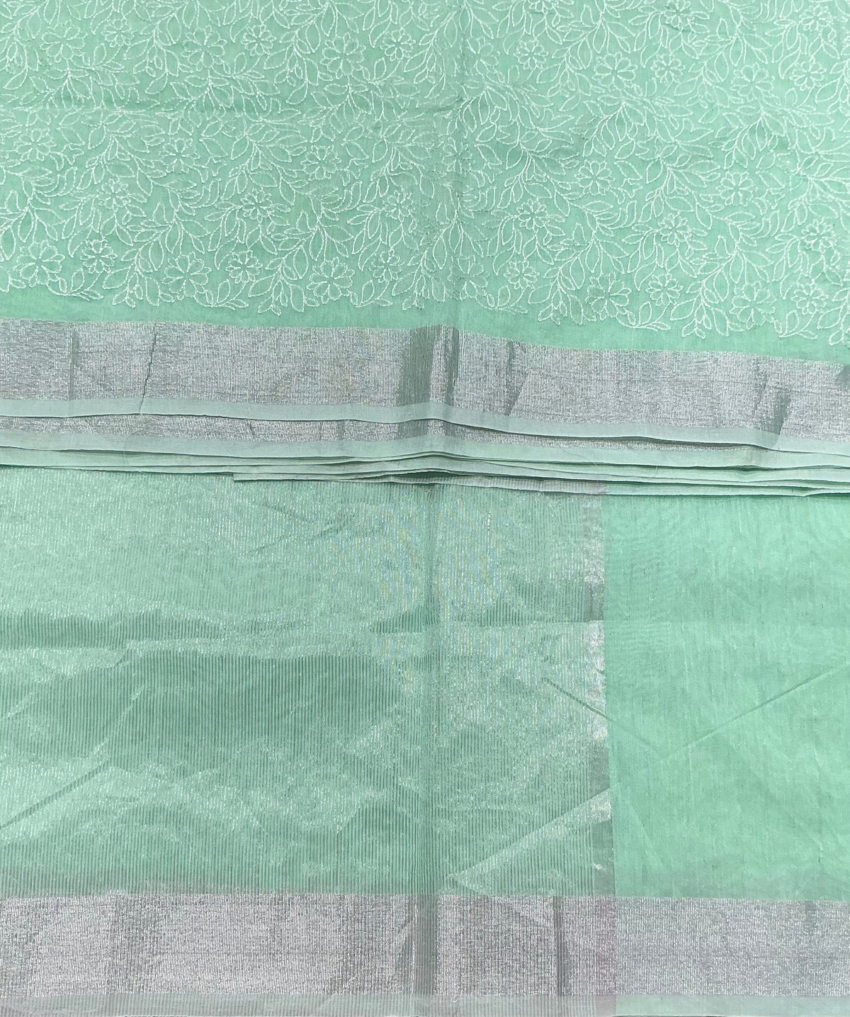 Silk Cotton Saree Sapphire Color with Silver Zari Border