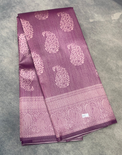 Semi Jute Silk Saree – Magenta Pink with Silver Zari Border