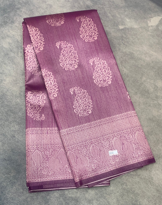 Semi Jute Silk Saree – Magenta Pink with Silver Zari Border
