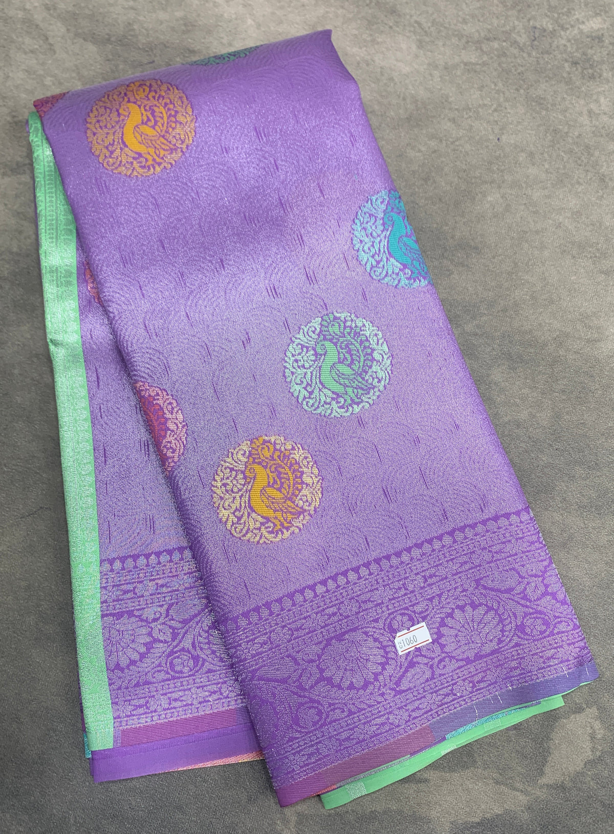 Lavender Colour Tissue Saree with Meenakari Work