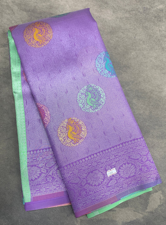 Lavender Colour Tissue Saree with Meenakari Work
