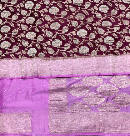 Wine Color Banarasi Khaddi Georgette Saree