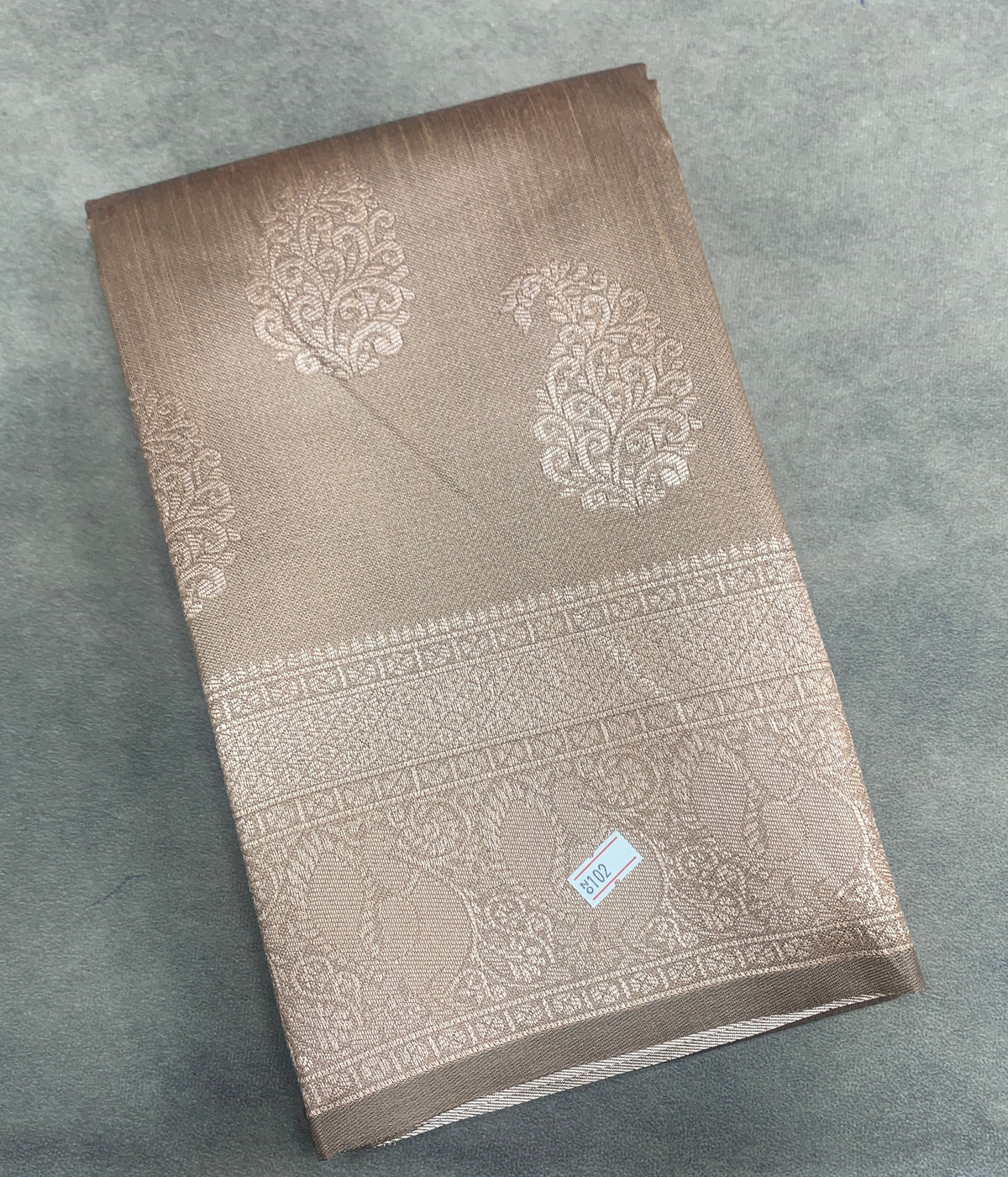 Biscuit Colour Semi Jute Silk Saree with Silver Zari Border