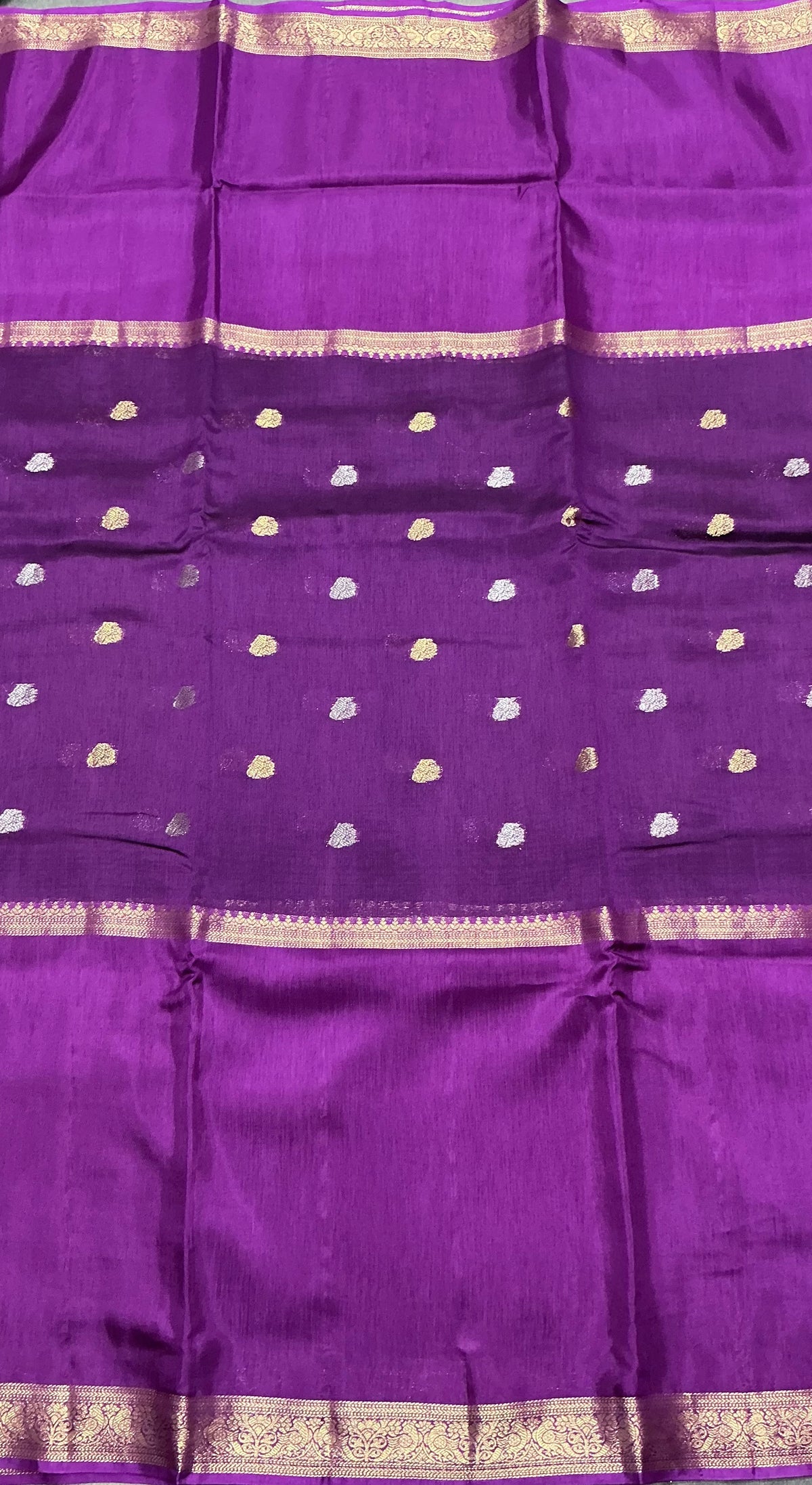 Semi Banarasi Saree Violet Color with Zari Border