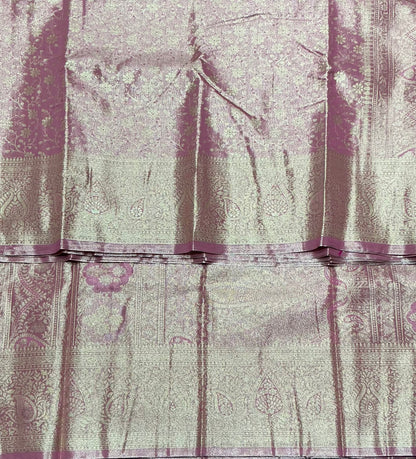 Baby Pink Color Tissue Saree with Self Colour Border