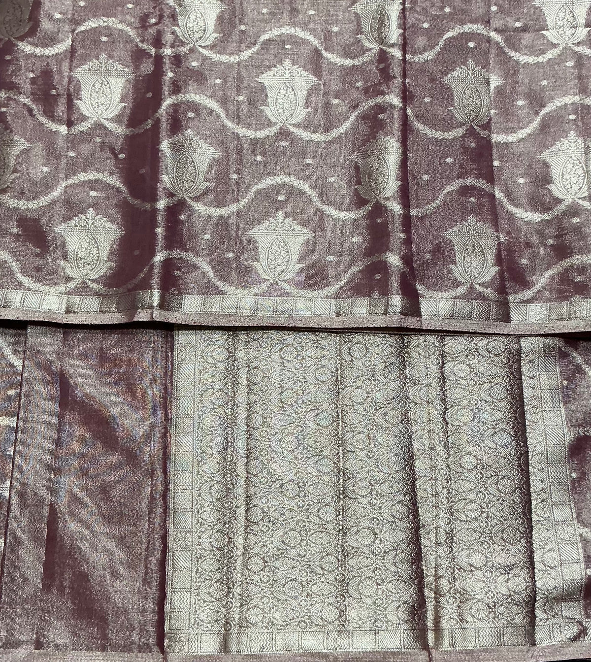 Katan Silk Saree Maroon Colour with Silver Zari Border